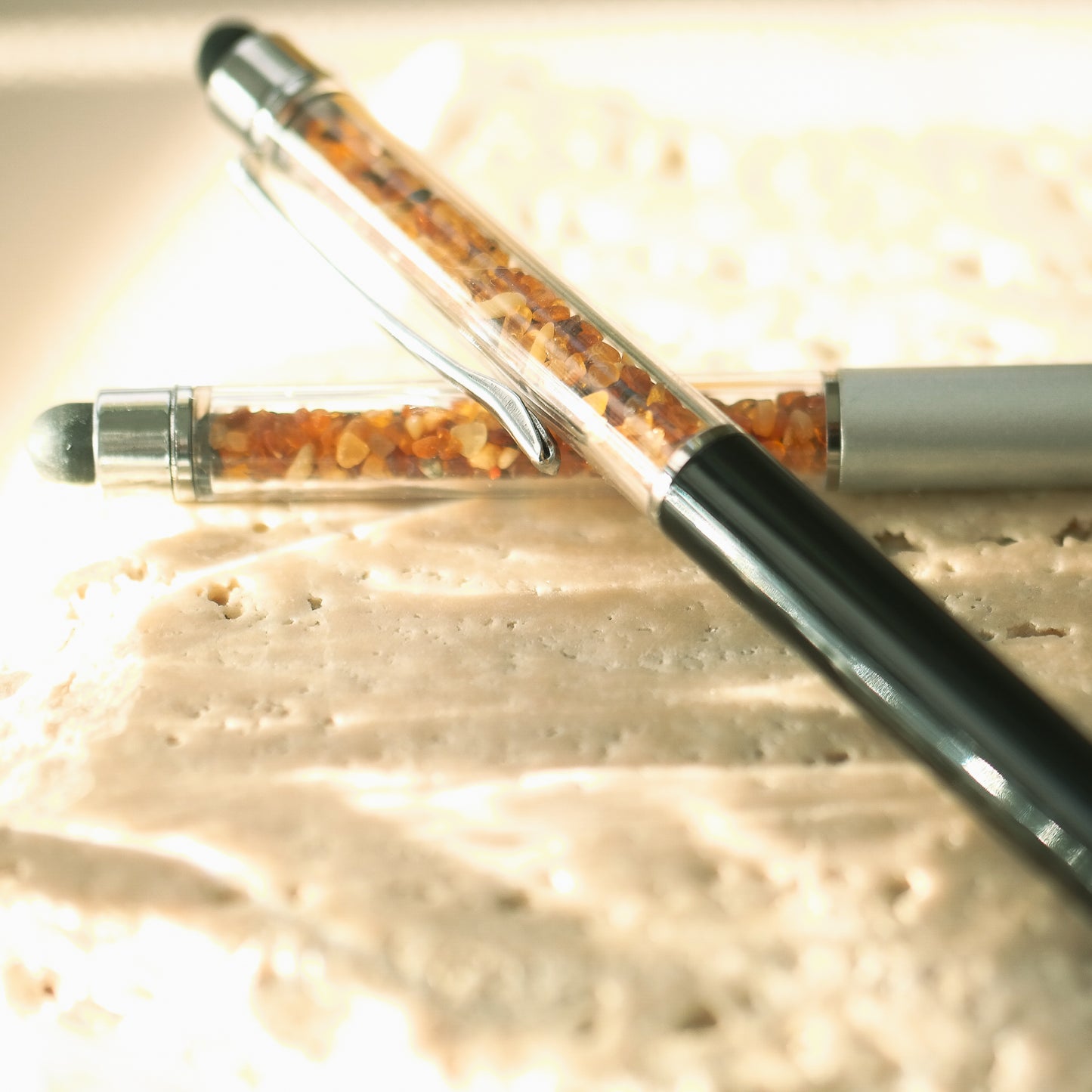 Ballpoint pen with natural Baltic amber