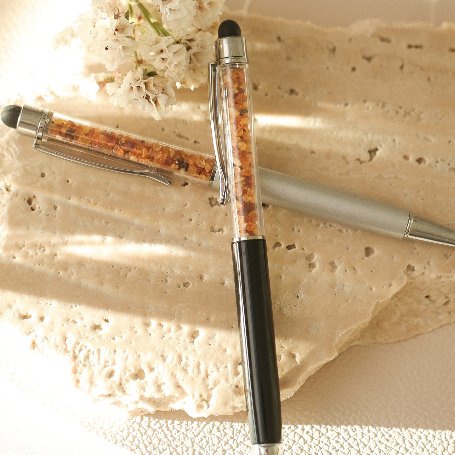 Ballpoint pen with natural Baltic amber