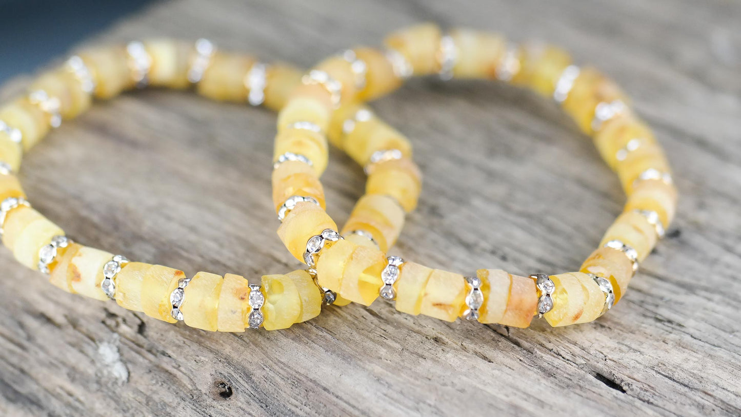 Natural raw Baltic amber bracelets with gold accents