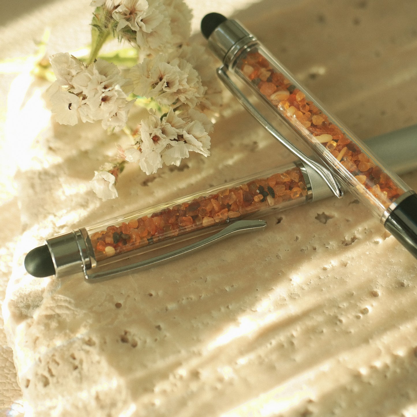 Ballpoint pen with natural Baltic amber