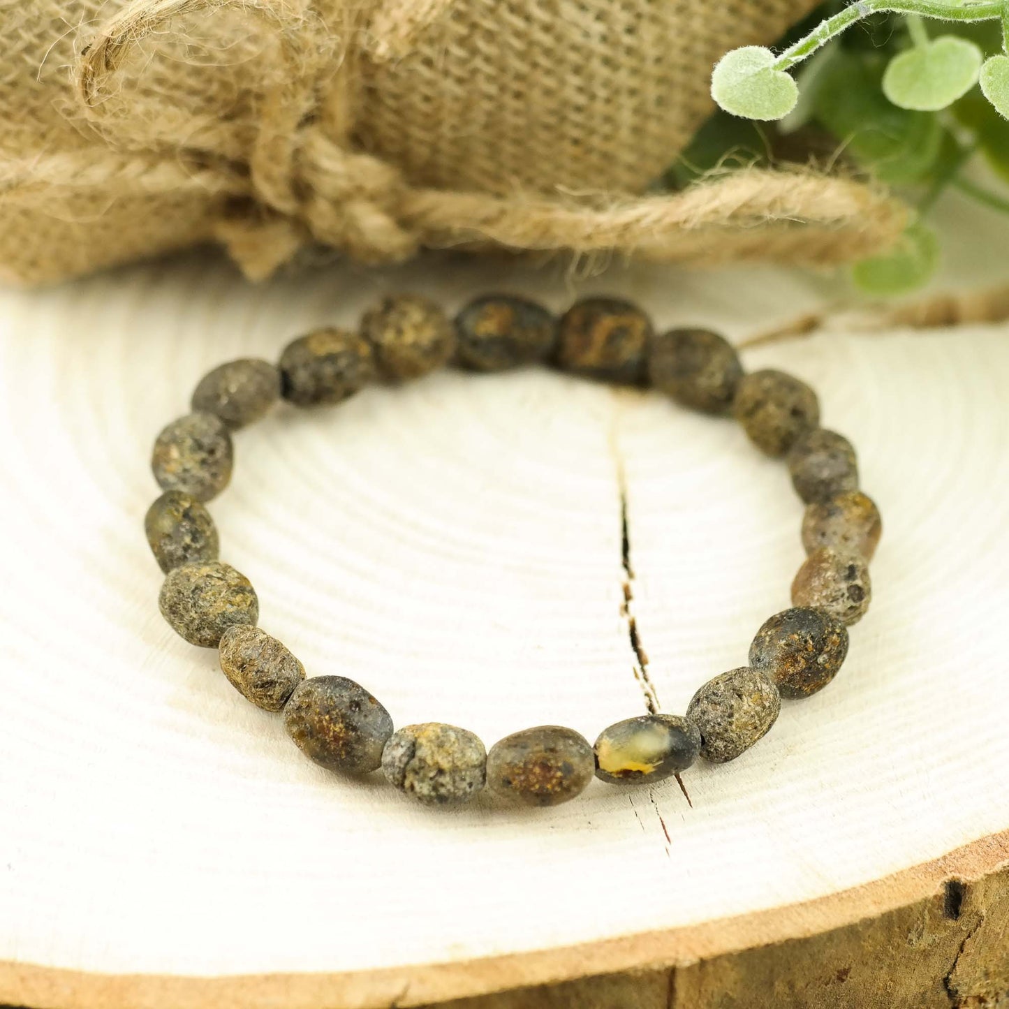 Bracelet from raw amber