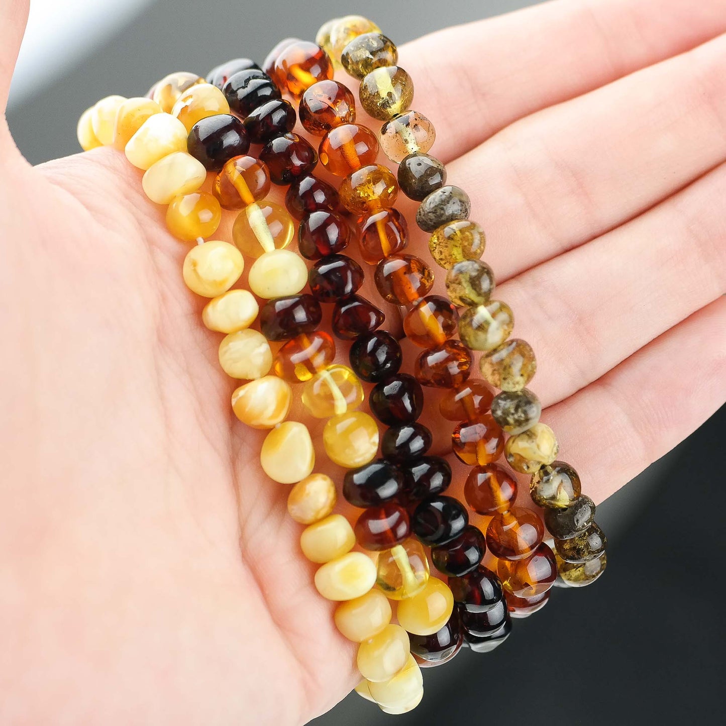 Natural baroque amber bracelets for kids and adults