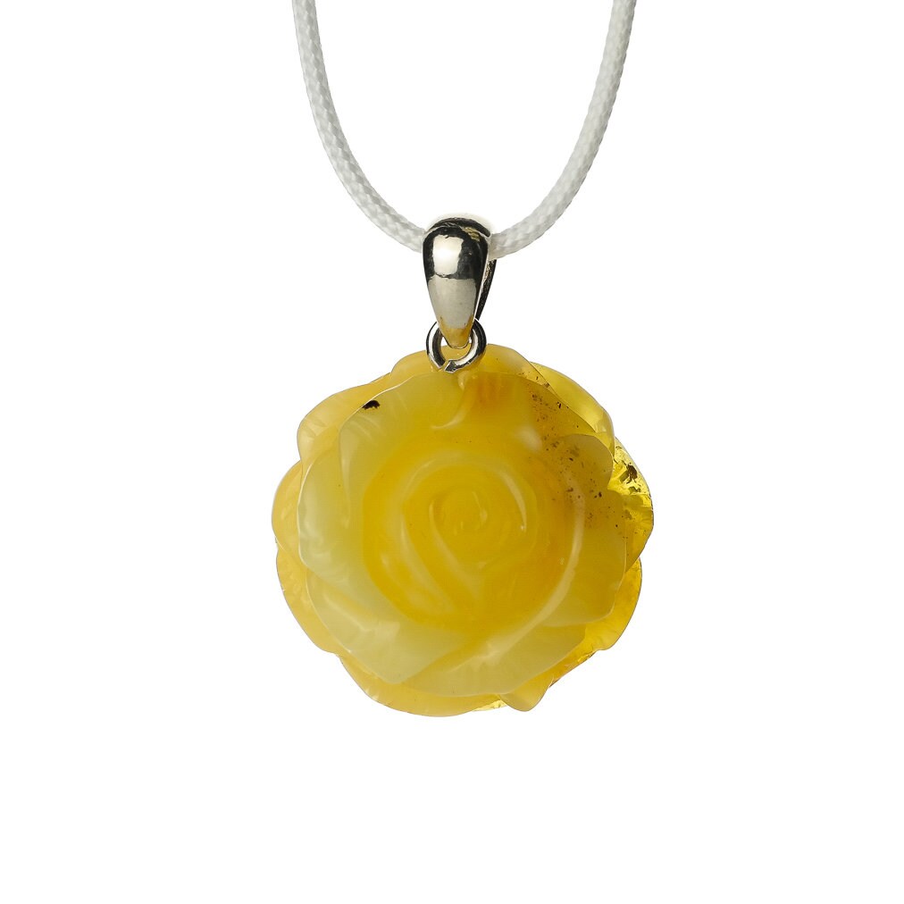 Hand carved rose pendant