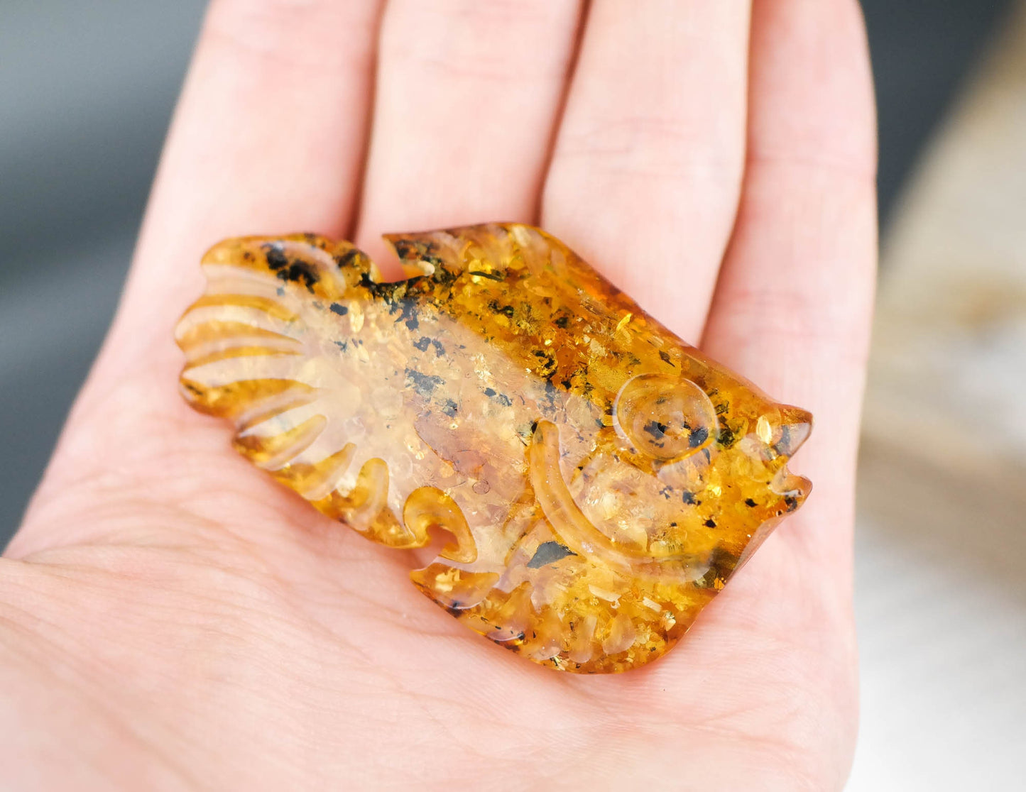 Hand carved fish figurine