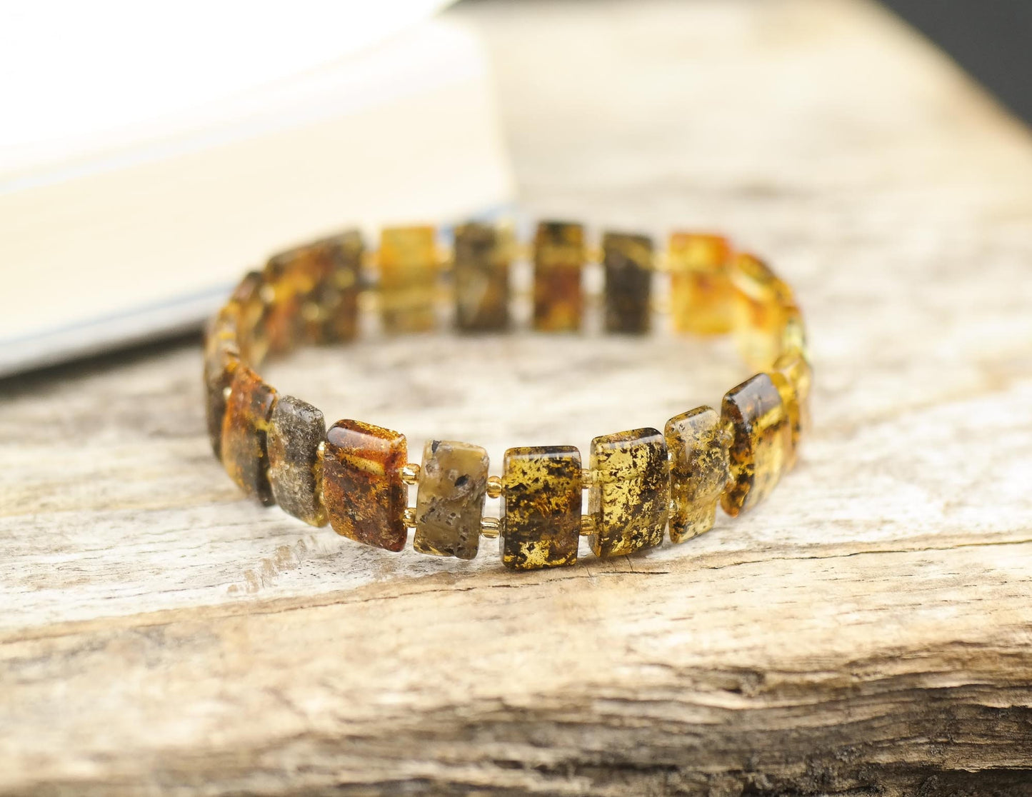 Green amber bracelet