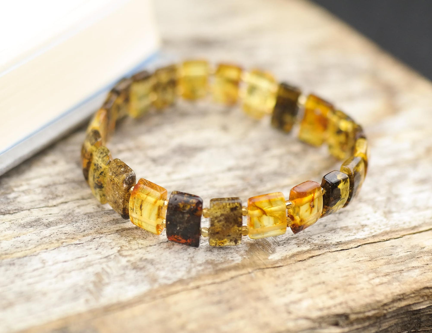 Green amber bracelet