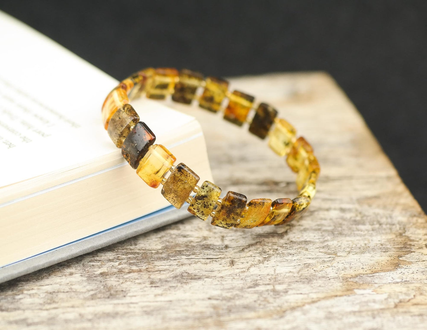 Green amber bracelet