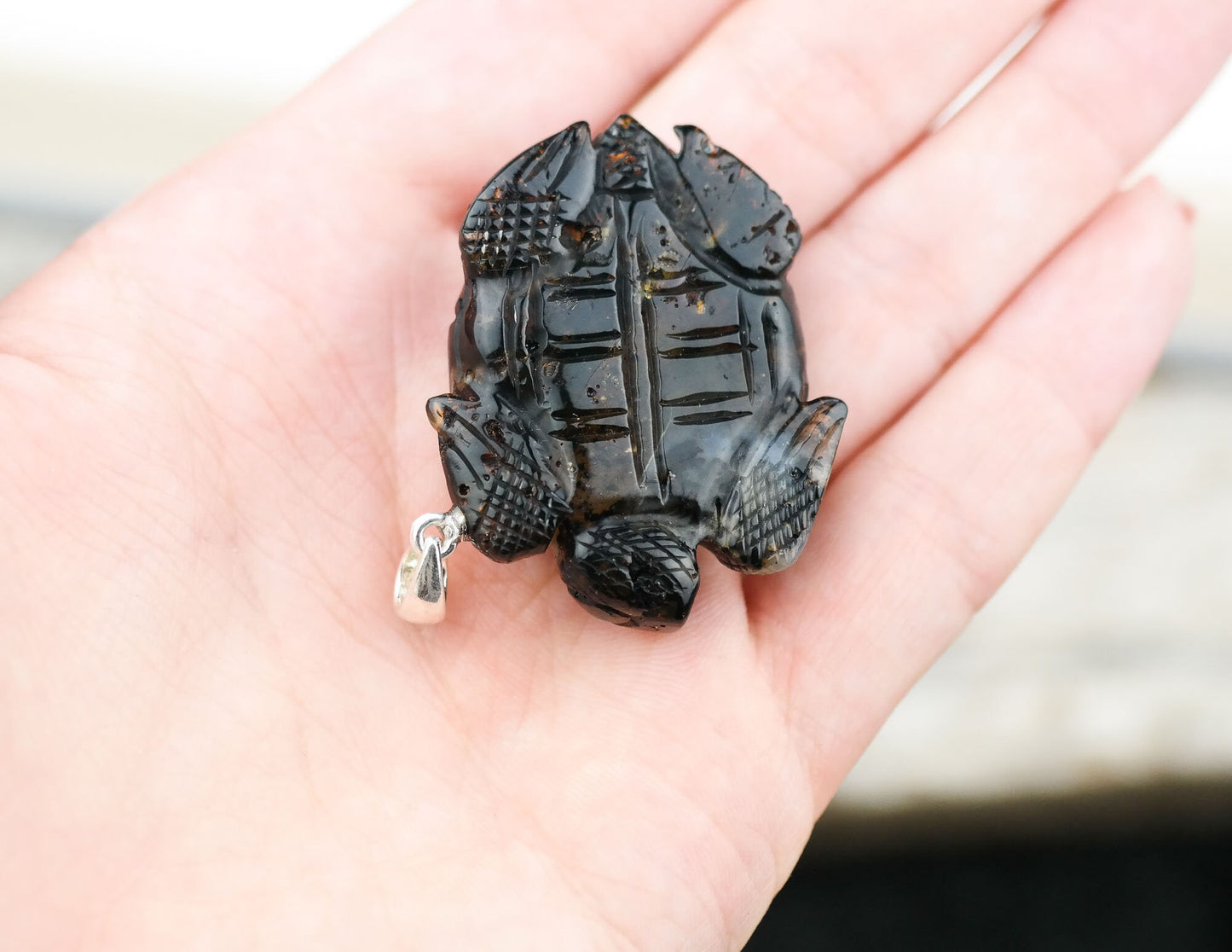 Unique amber turtle pendant