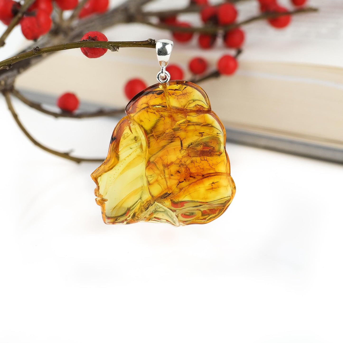 Amber lady pendant