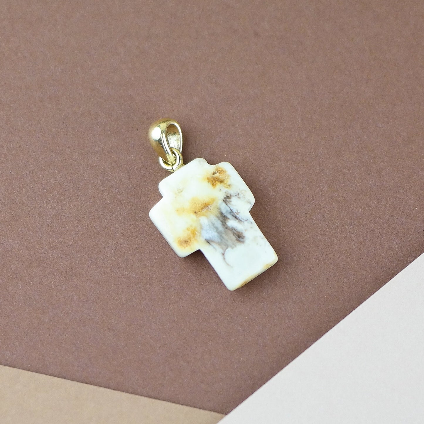 Unique natural amber cross pendant
