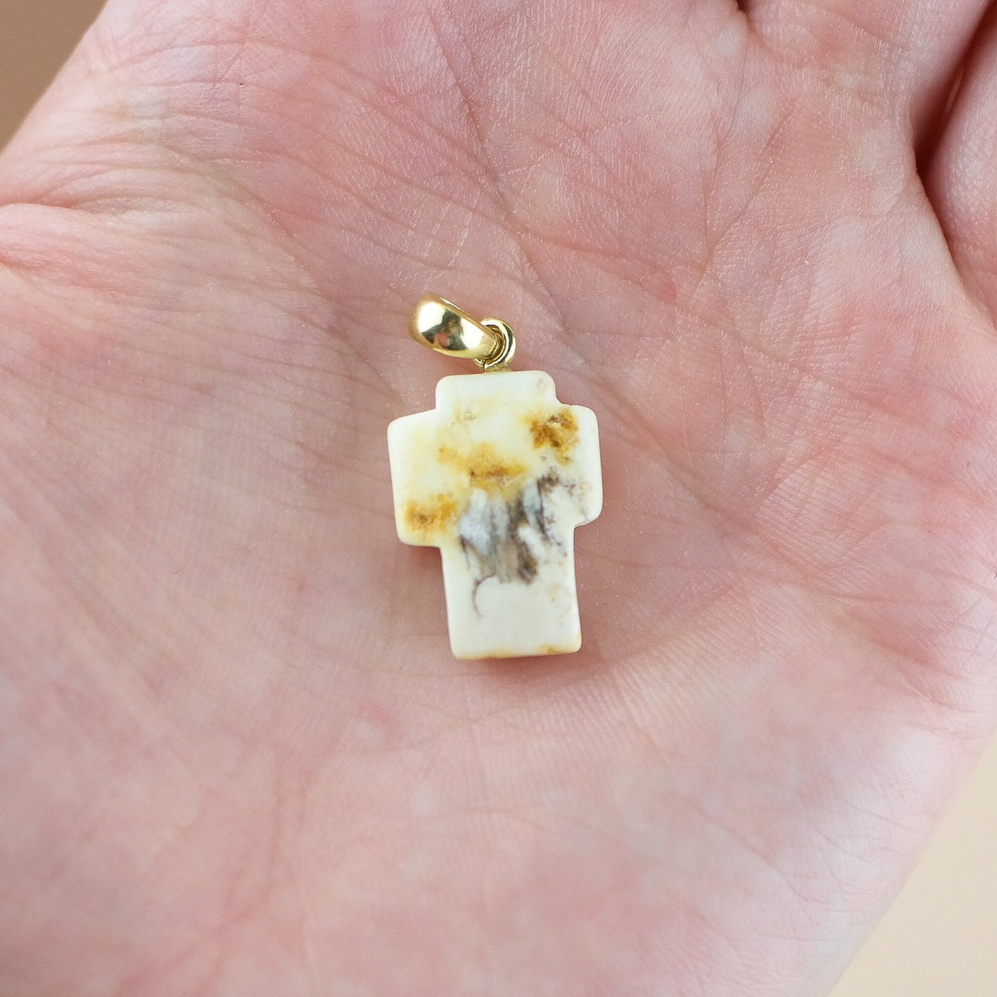 Unique natural amber cross pendant