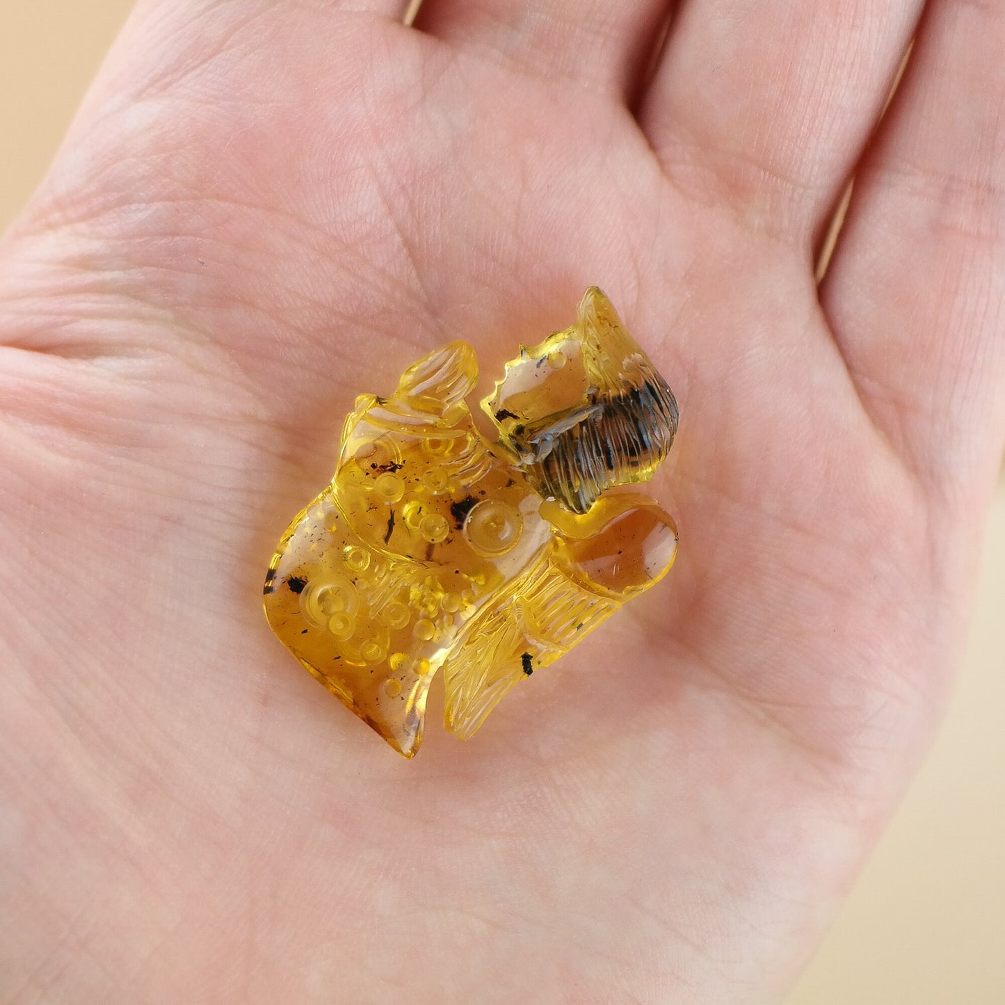 Hand carved natural Baltic amber angel