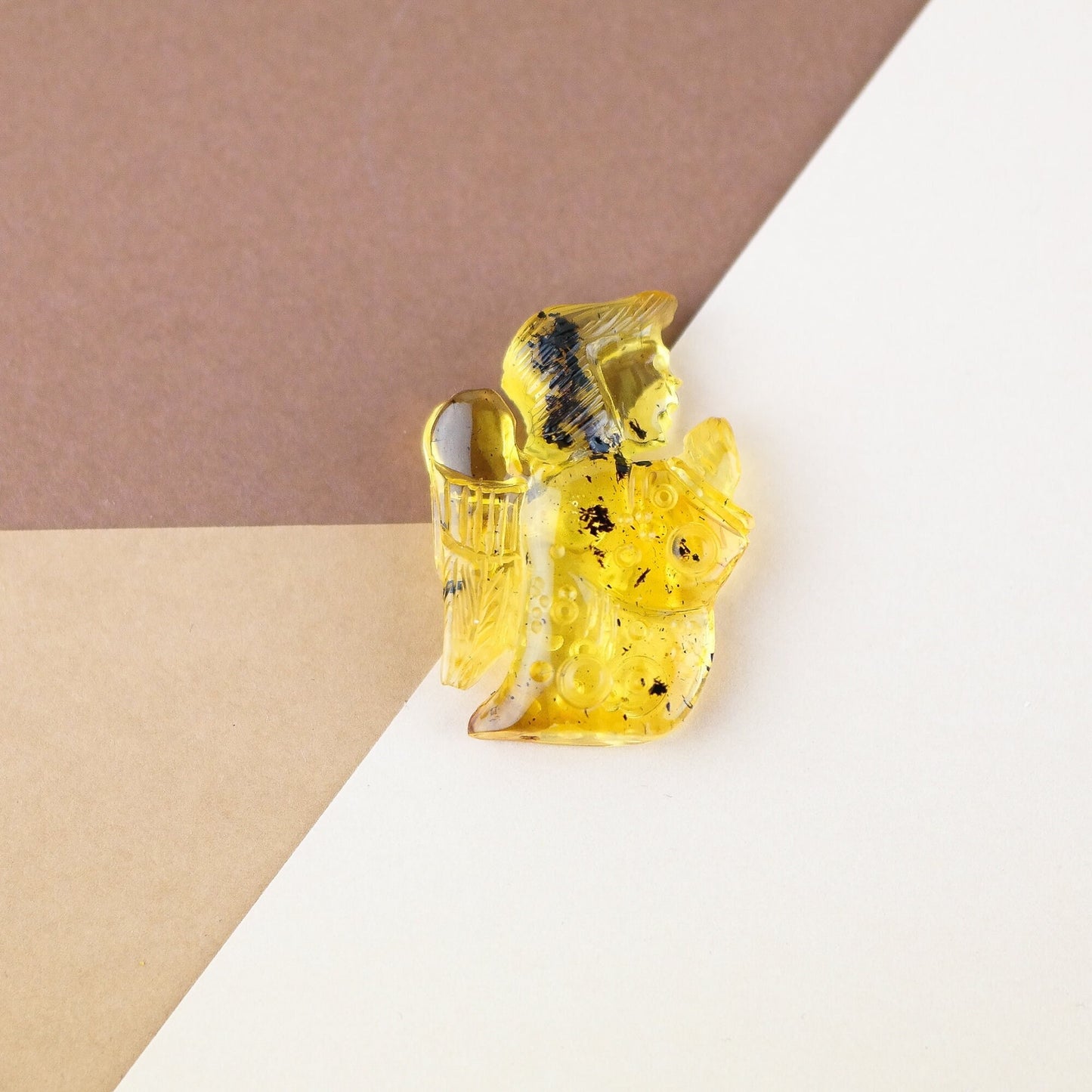 Hand carved natural Baltic amber angel