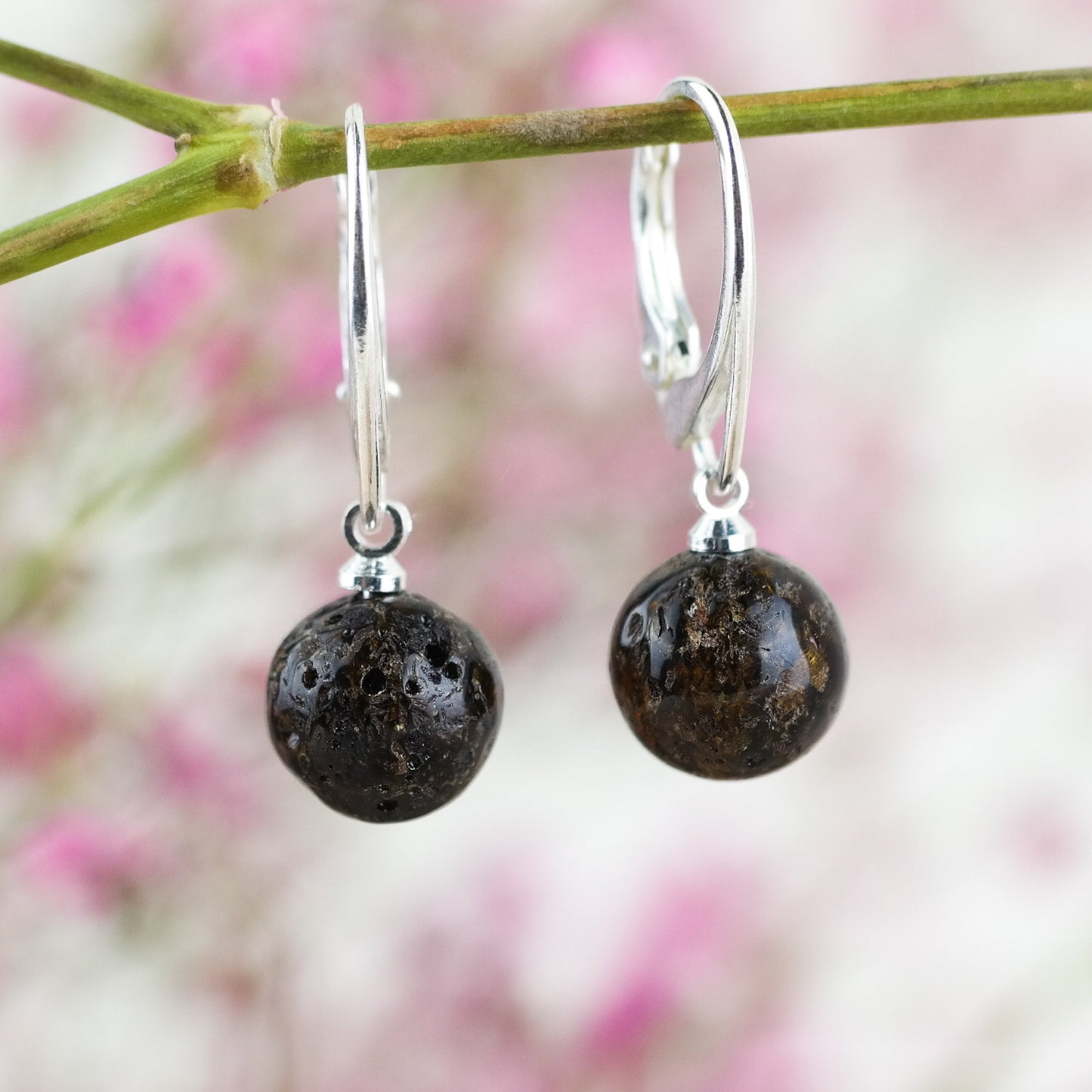 Dangle amber earrings