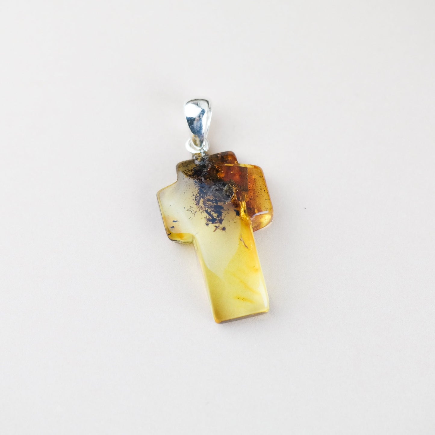 Statement amber cross pendant