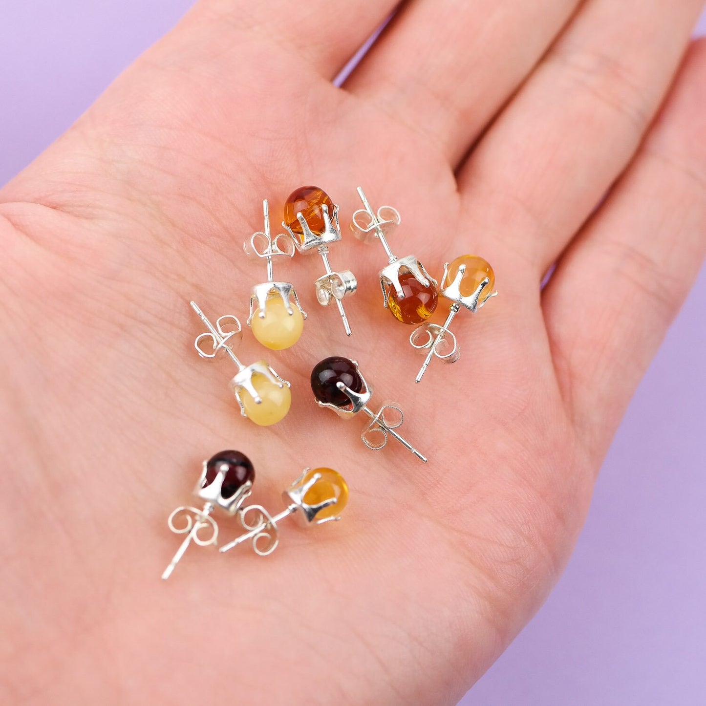 Stud amber earrings