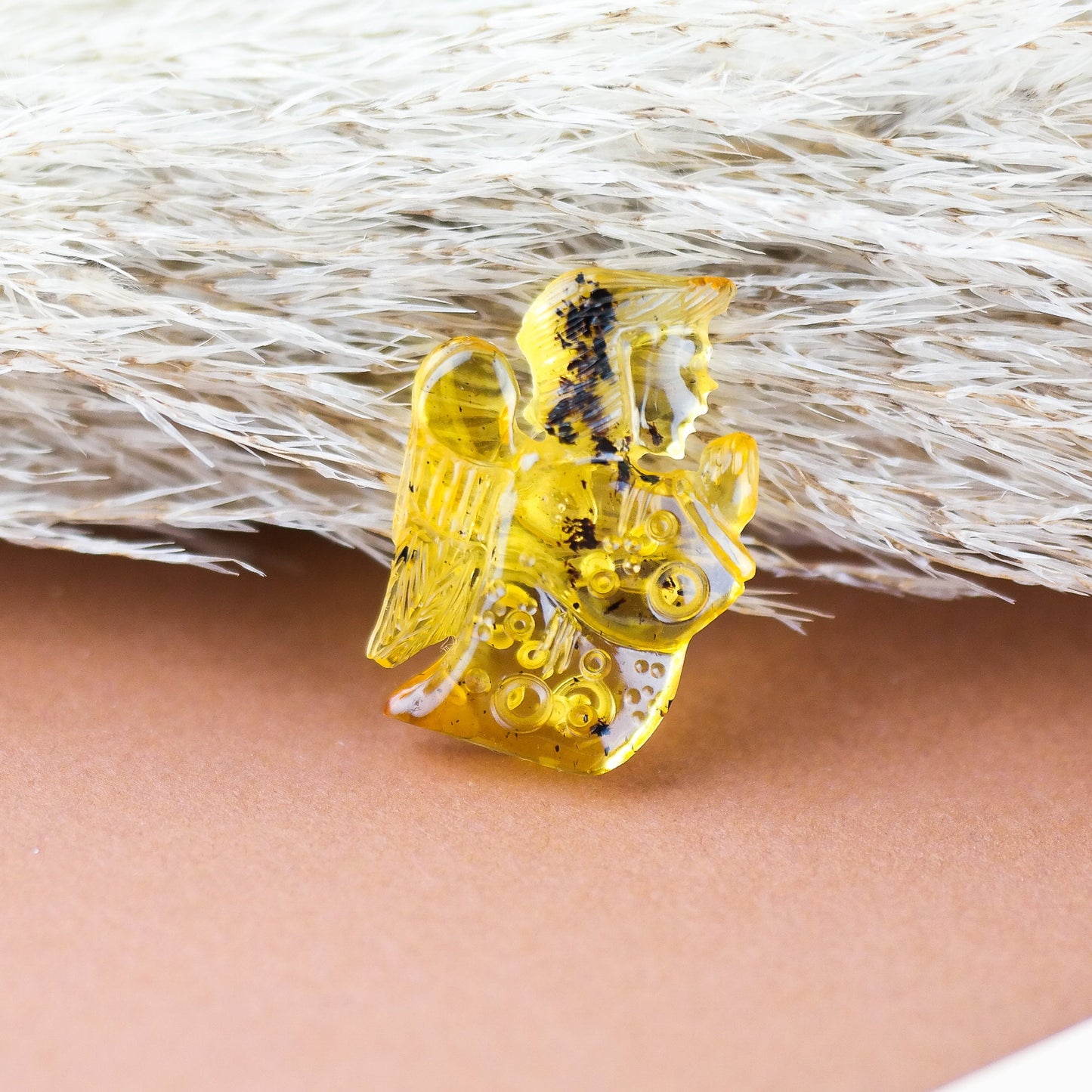 Hand carved natural Baltic amber angel
