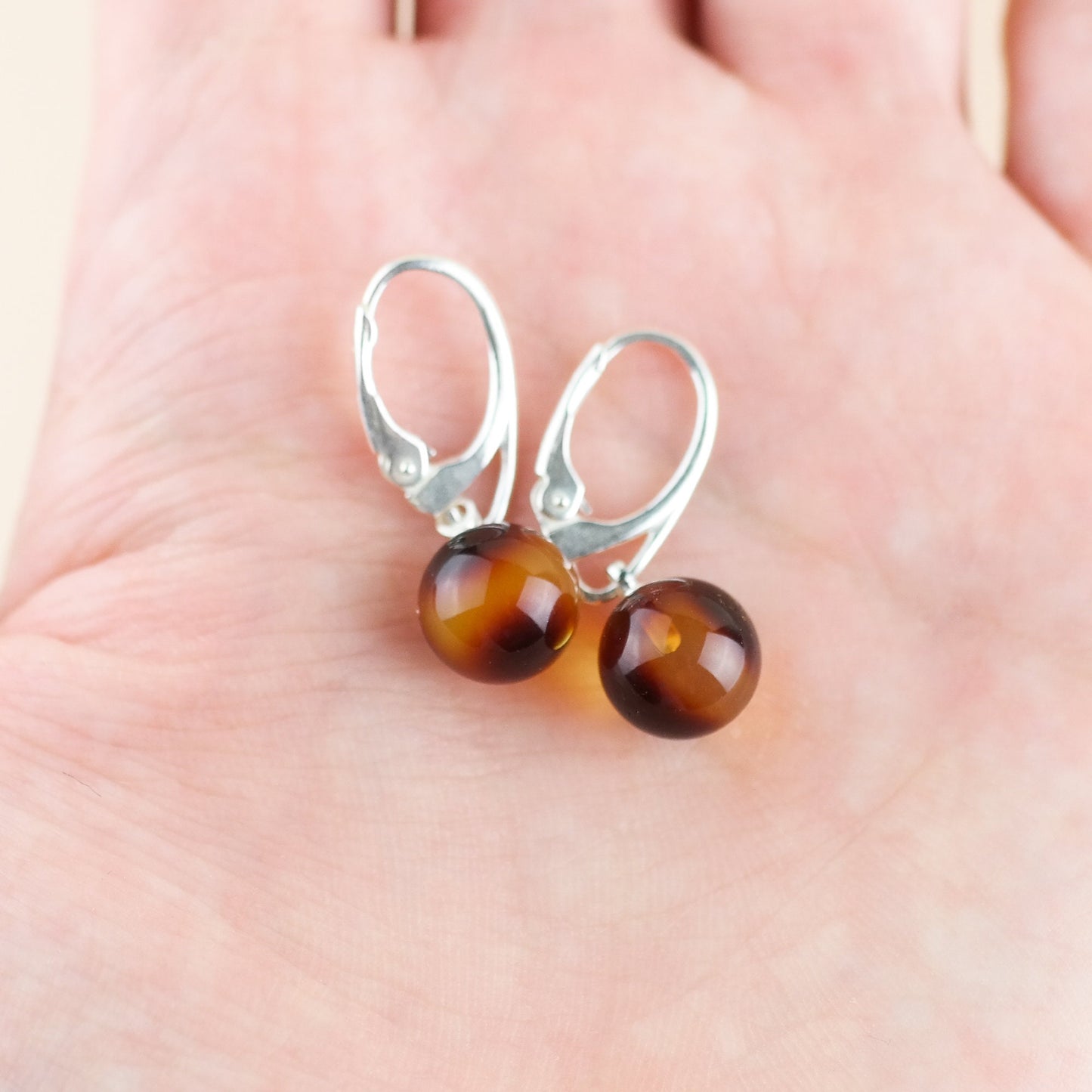 Dangle amber earrings