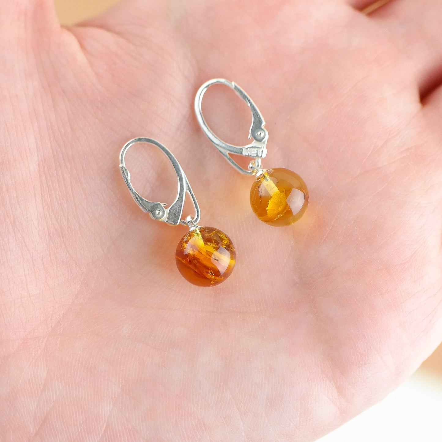 Dangle amber earrings