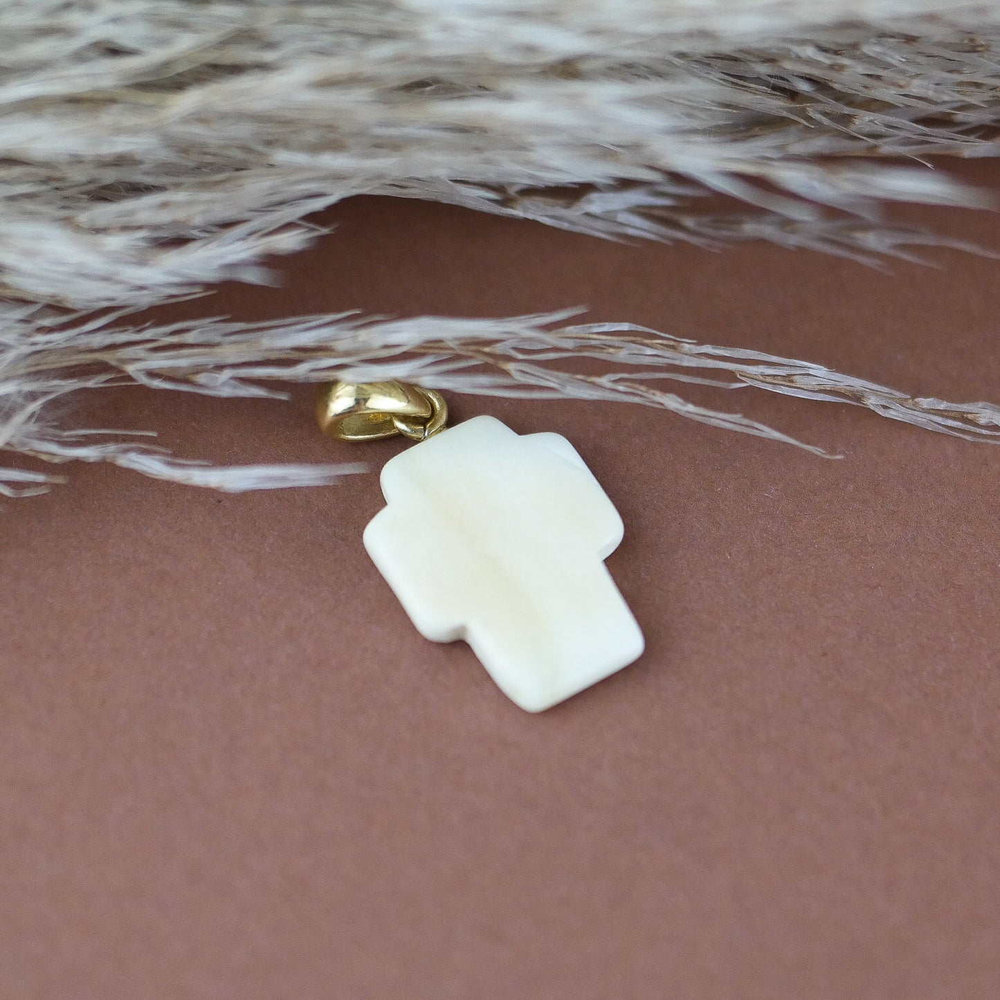 White amber cross pendant
