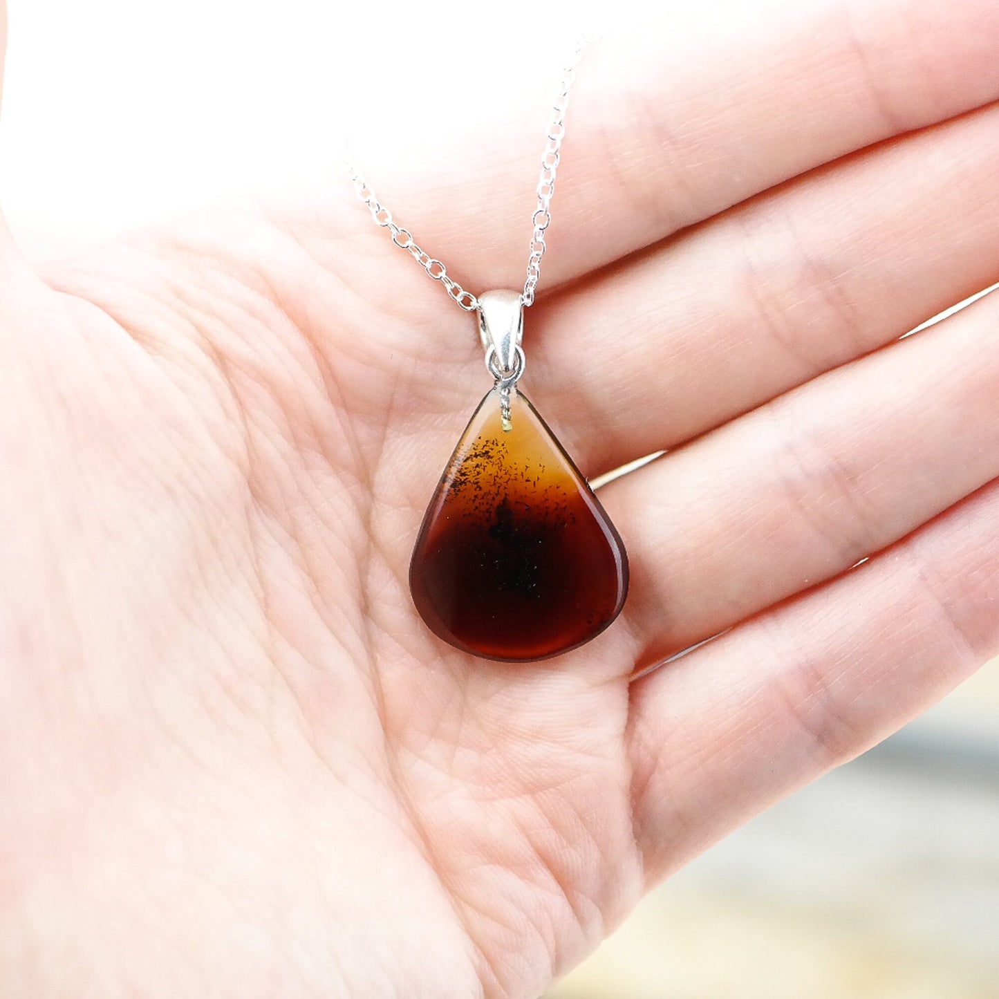Natural Baltic amber drop pendant
