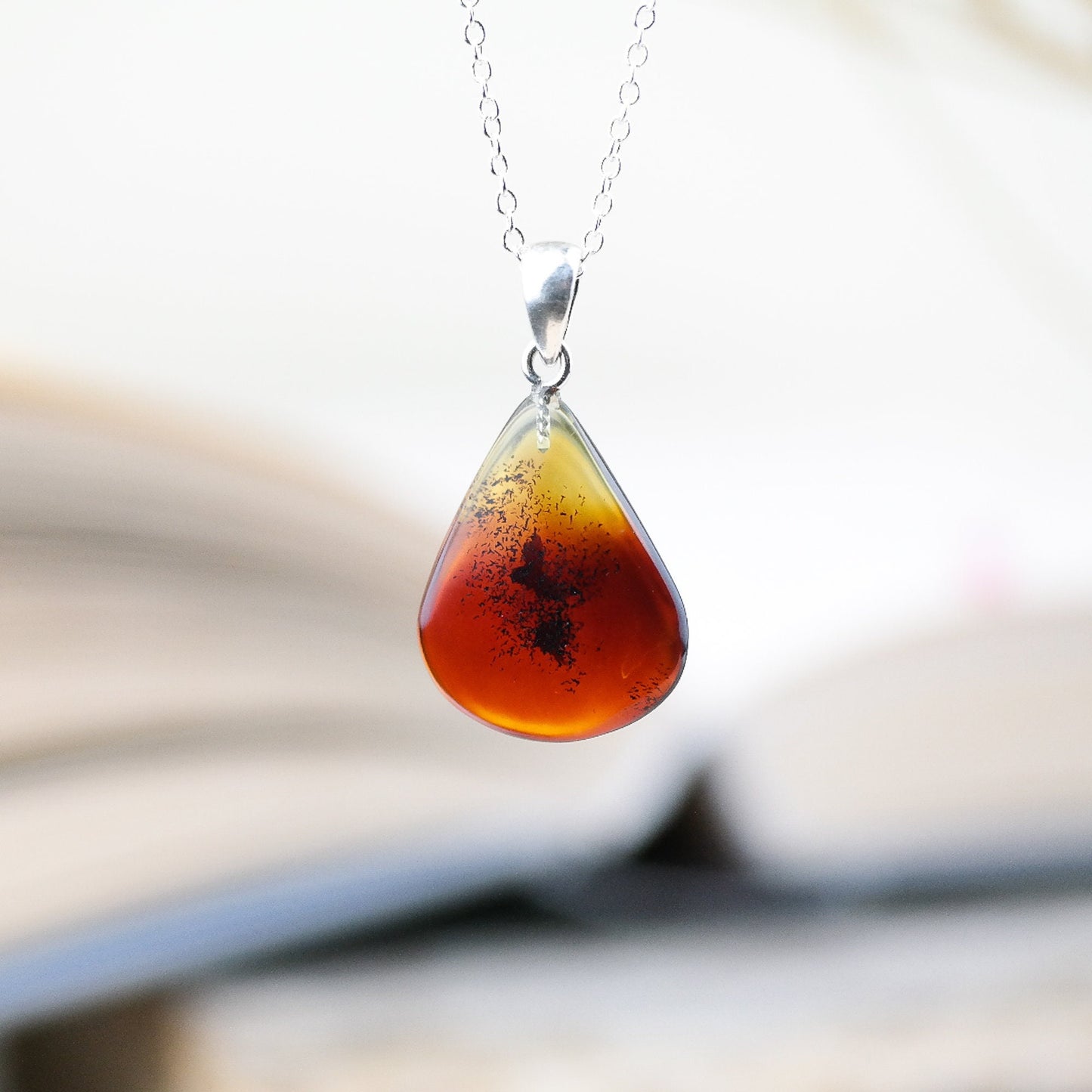 Natural Baltic amber drop pendant