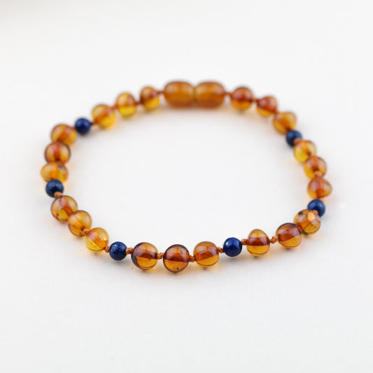 Amber and blue amethyst bracelet