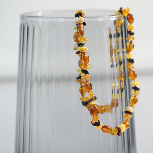 Mixed natural amber beads choker