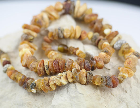 Raw amber chip style necklace