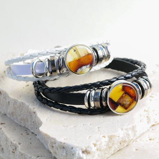 Amber mosaic bracelets for men and women