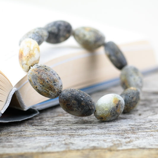 Unique raw amber bracelet for women