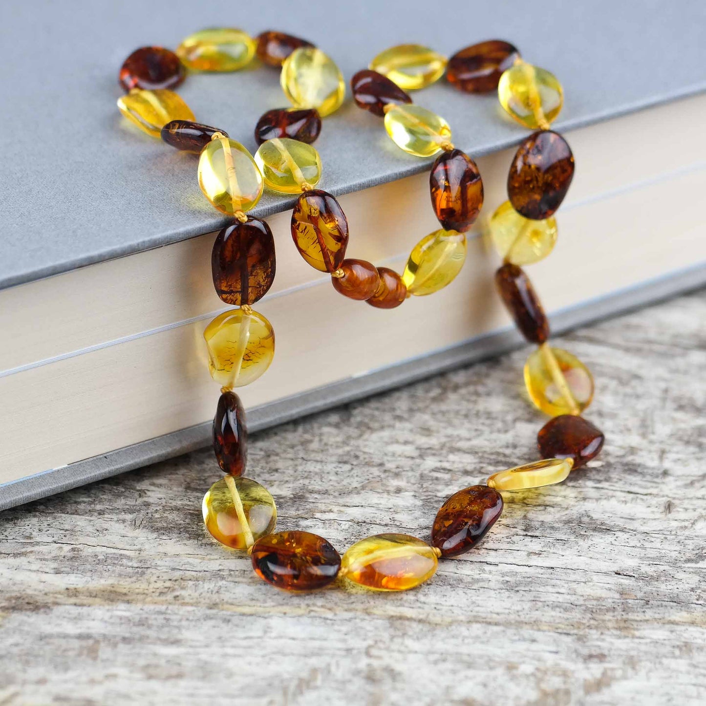 Amber bean necklace for women