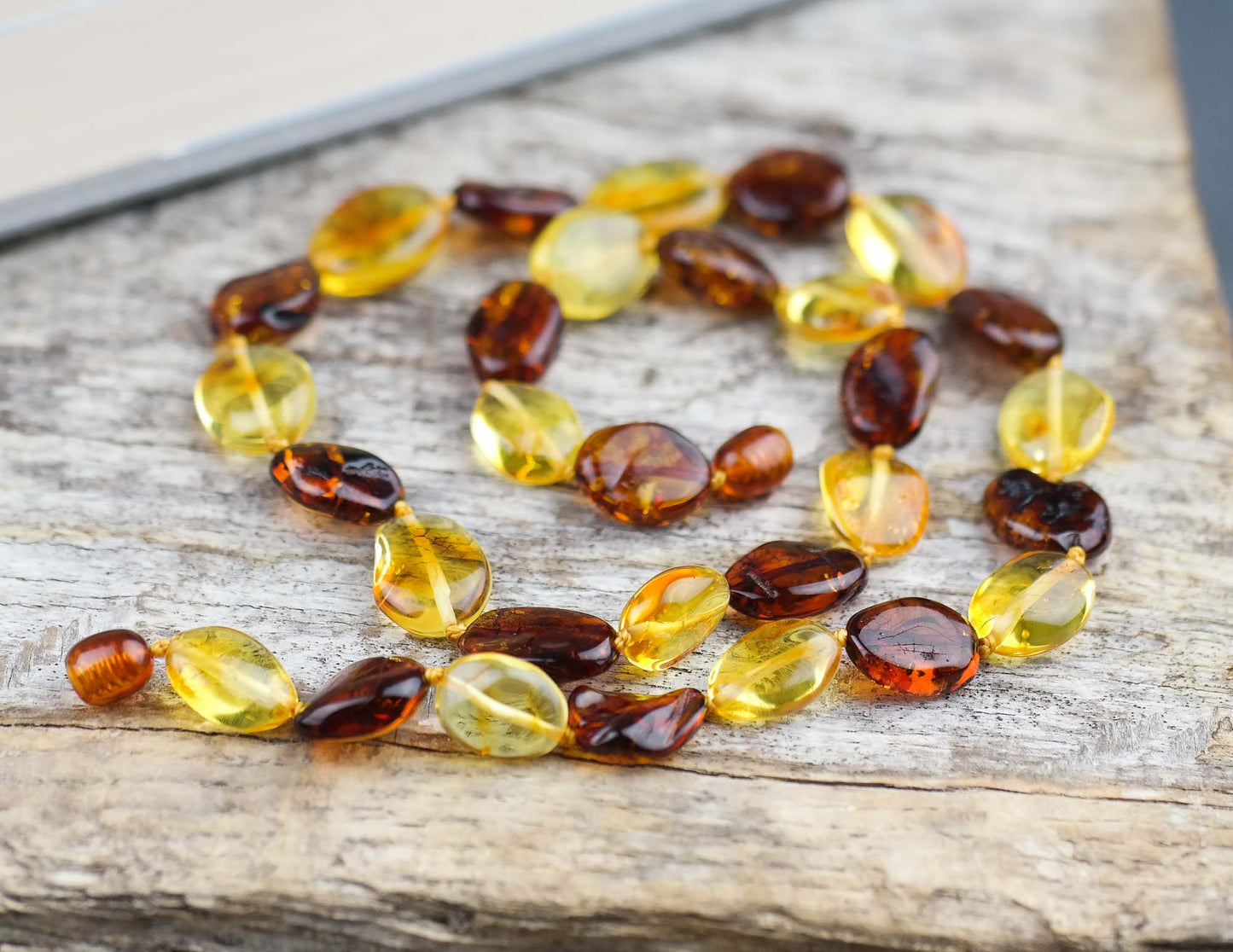 Amber bean necklace for women