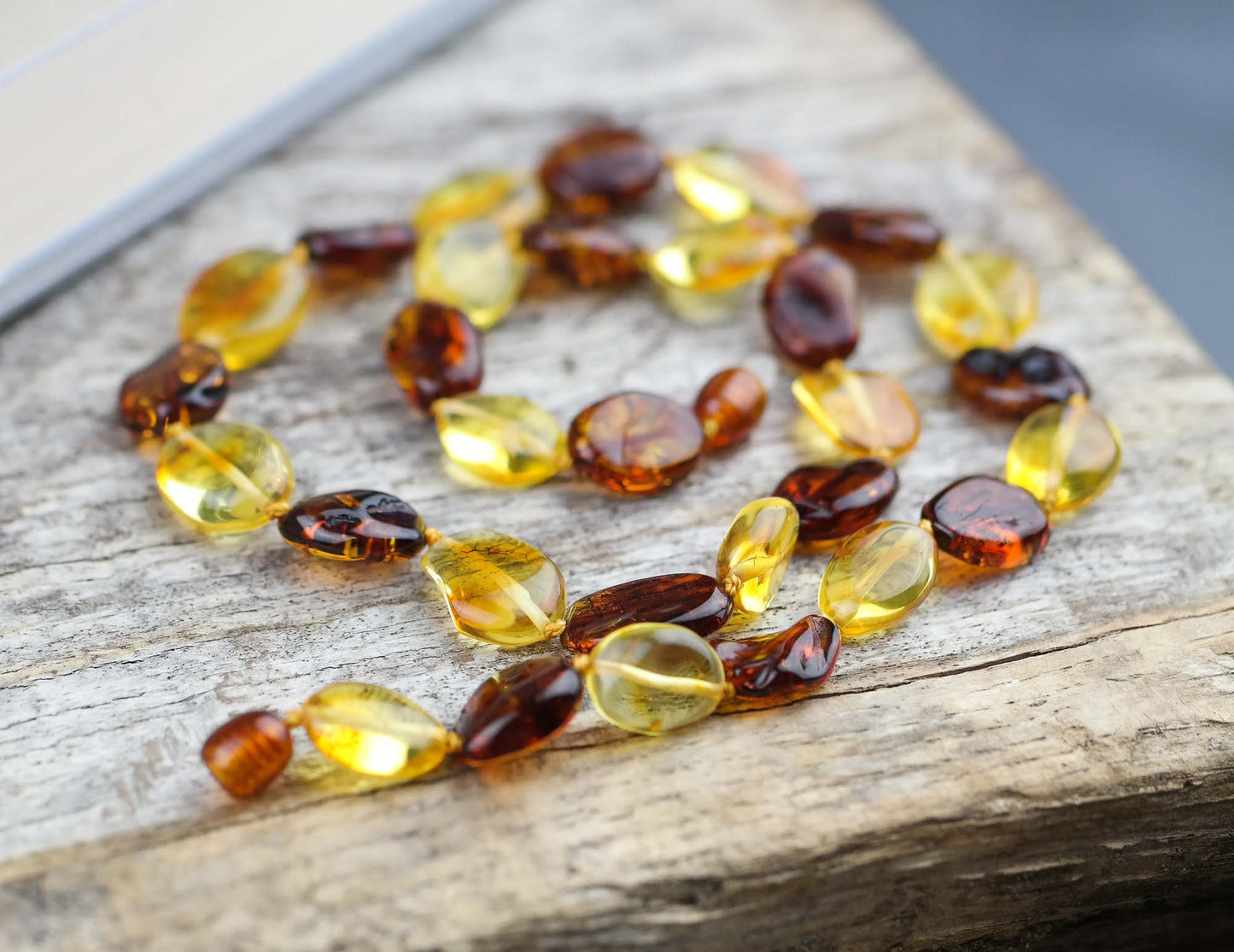 Amber bean necklace for women