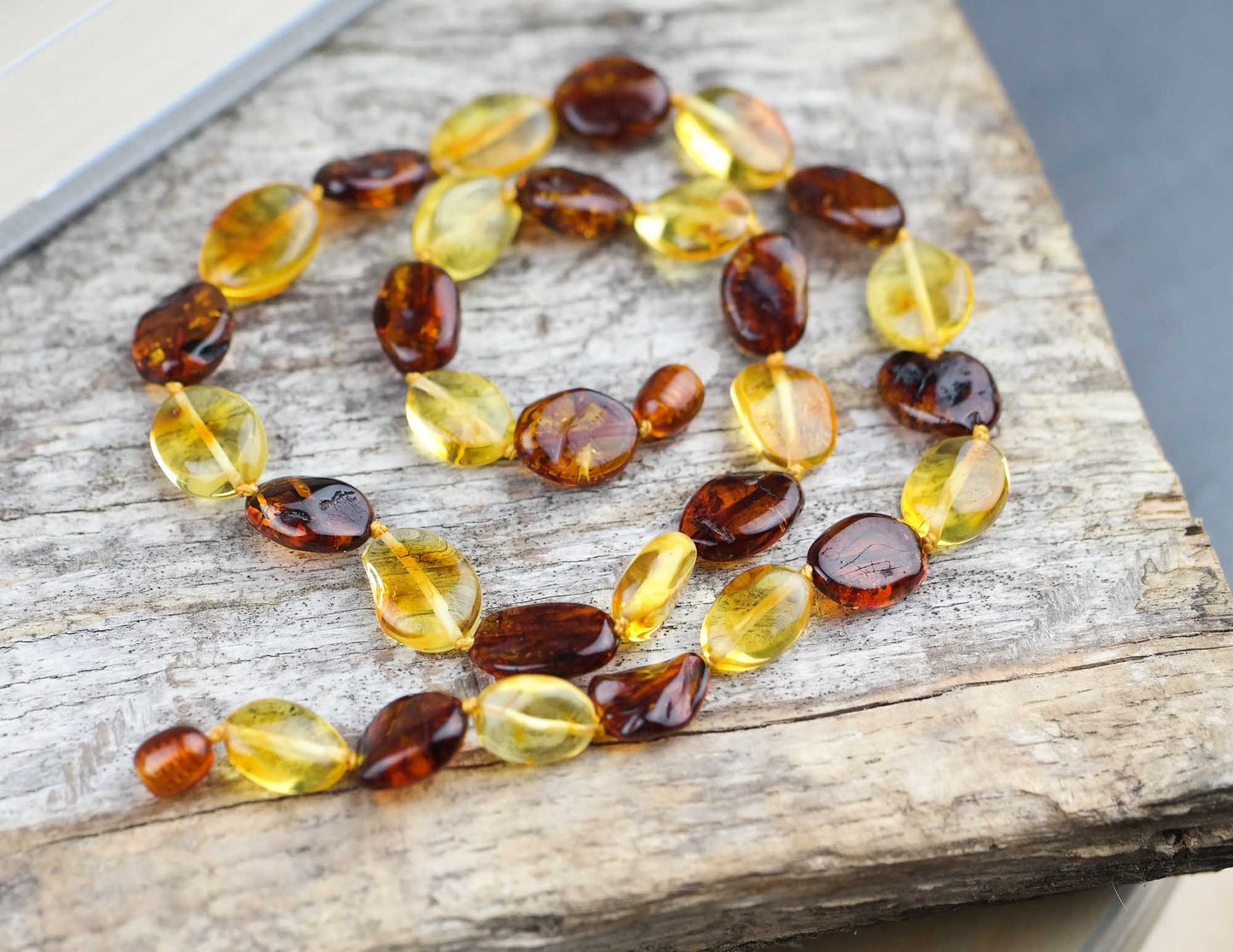 Amber bean necklace for women