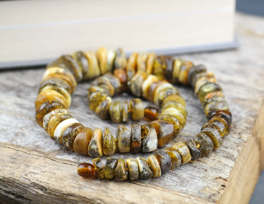 Natural green amber necklace