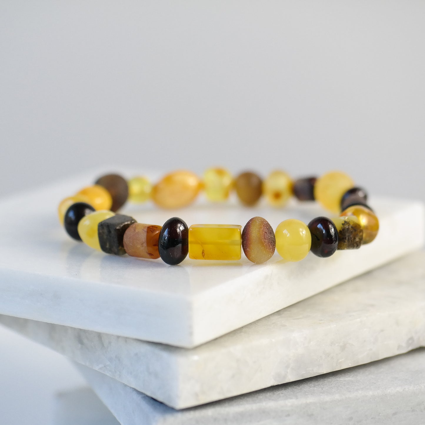 Mixed beads natural Baltic amber bracelets