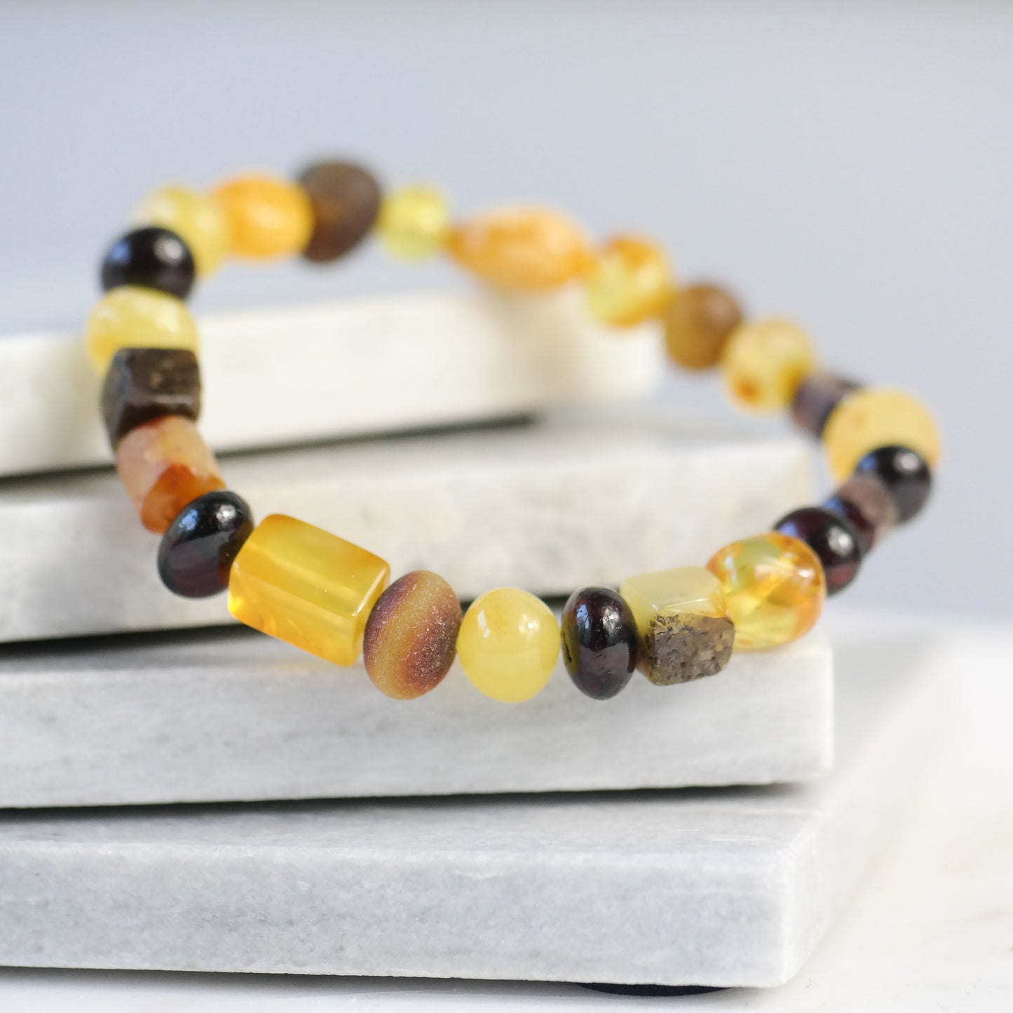 Mixed beads natural Baltic amber bracelets