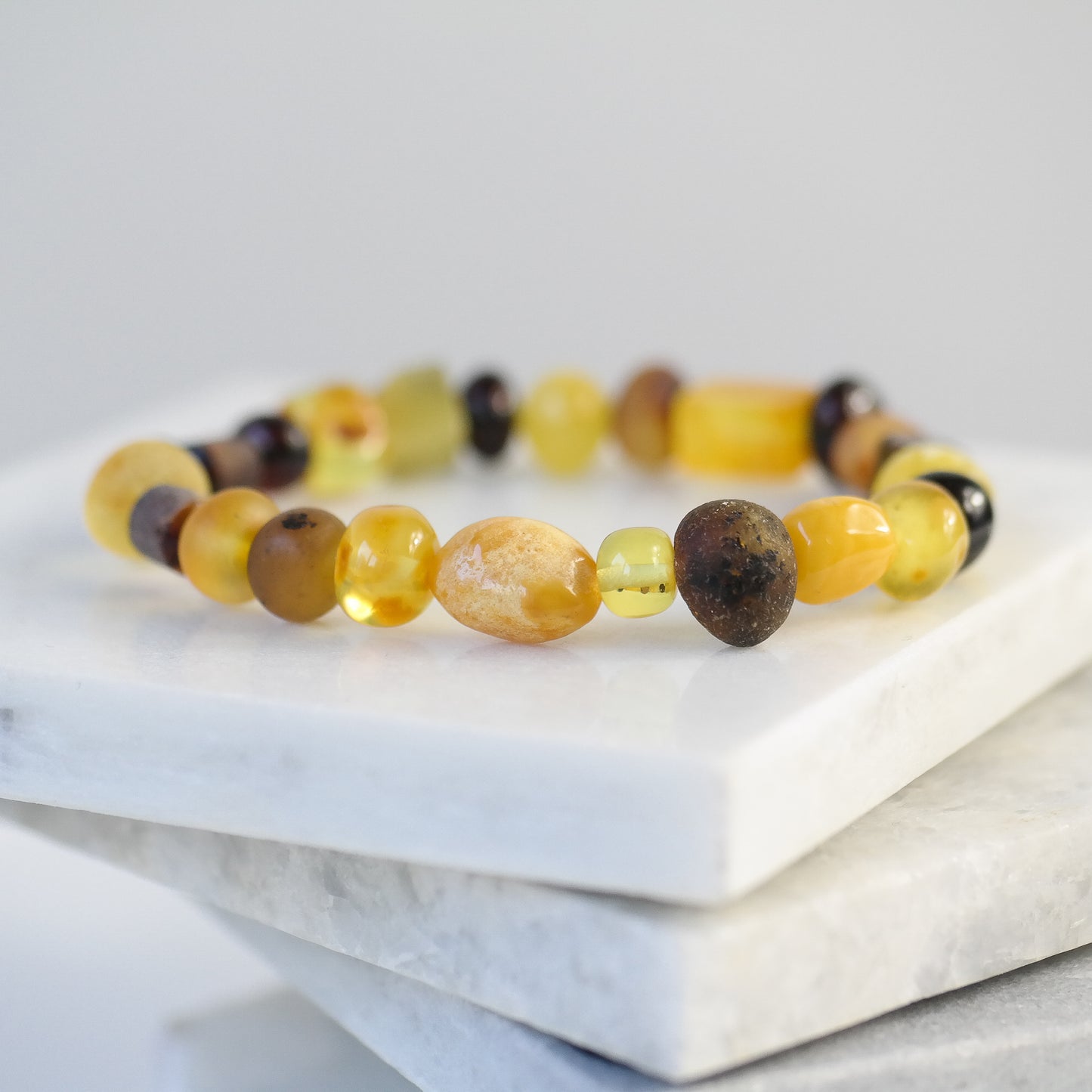 Mixed beads natural Baltic amber bracelets