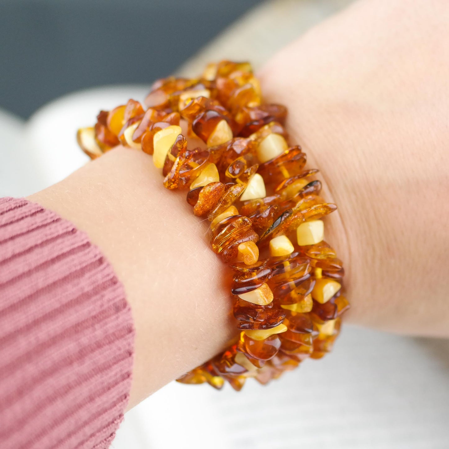 Cognac chip style amber bracelets