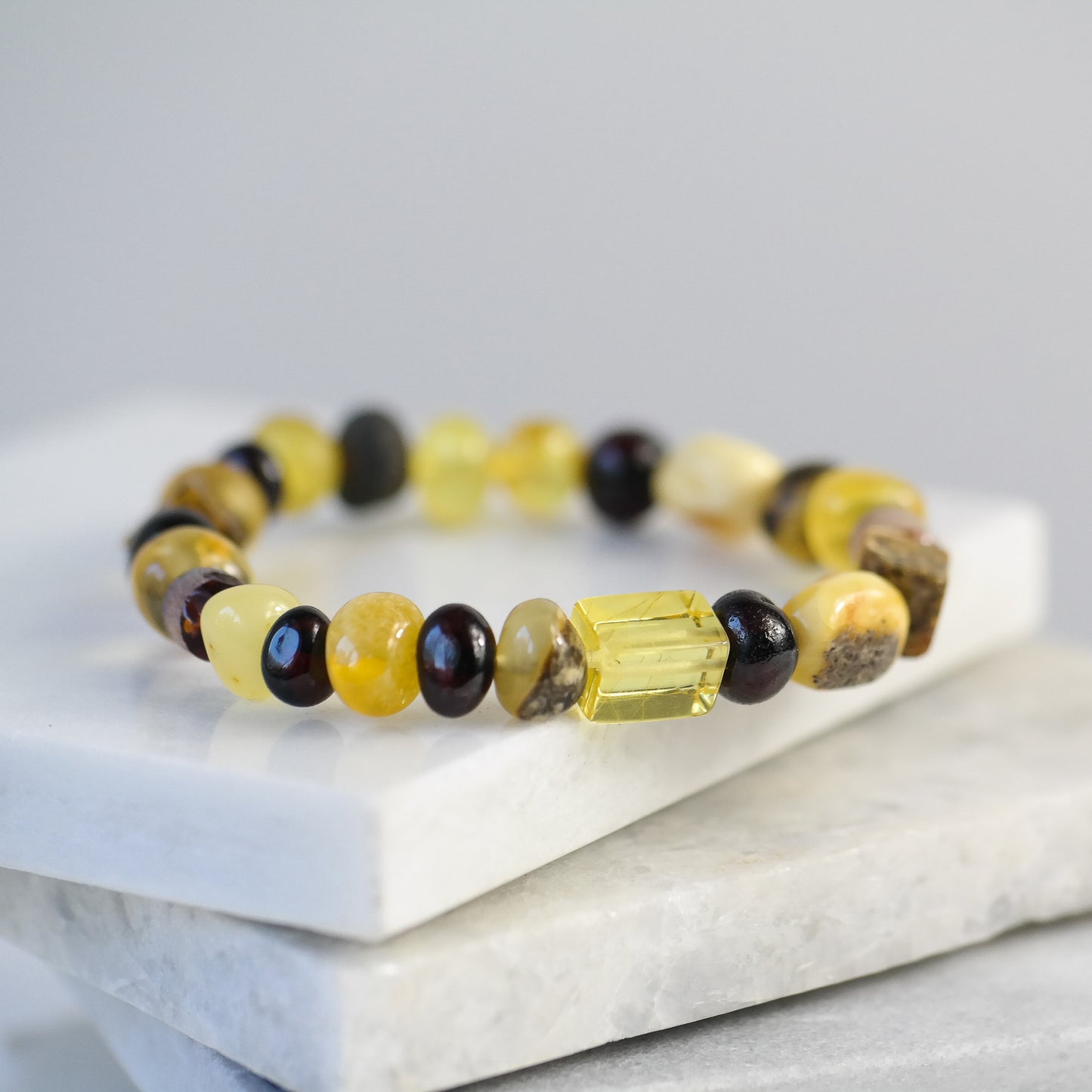 Mixed beads natural Baltic amber bracelets