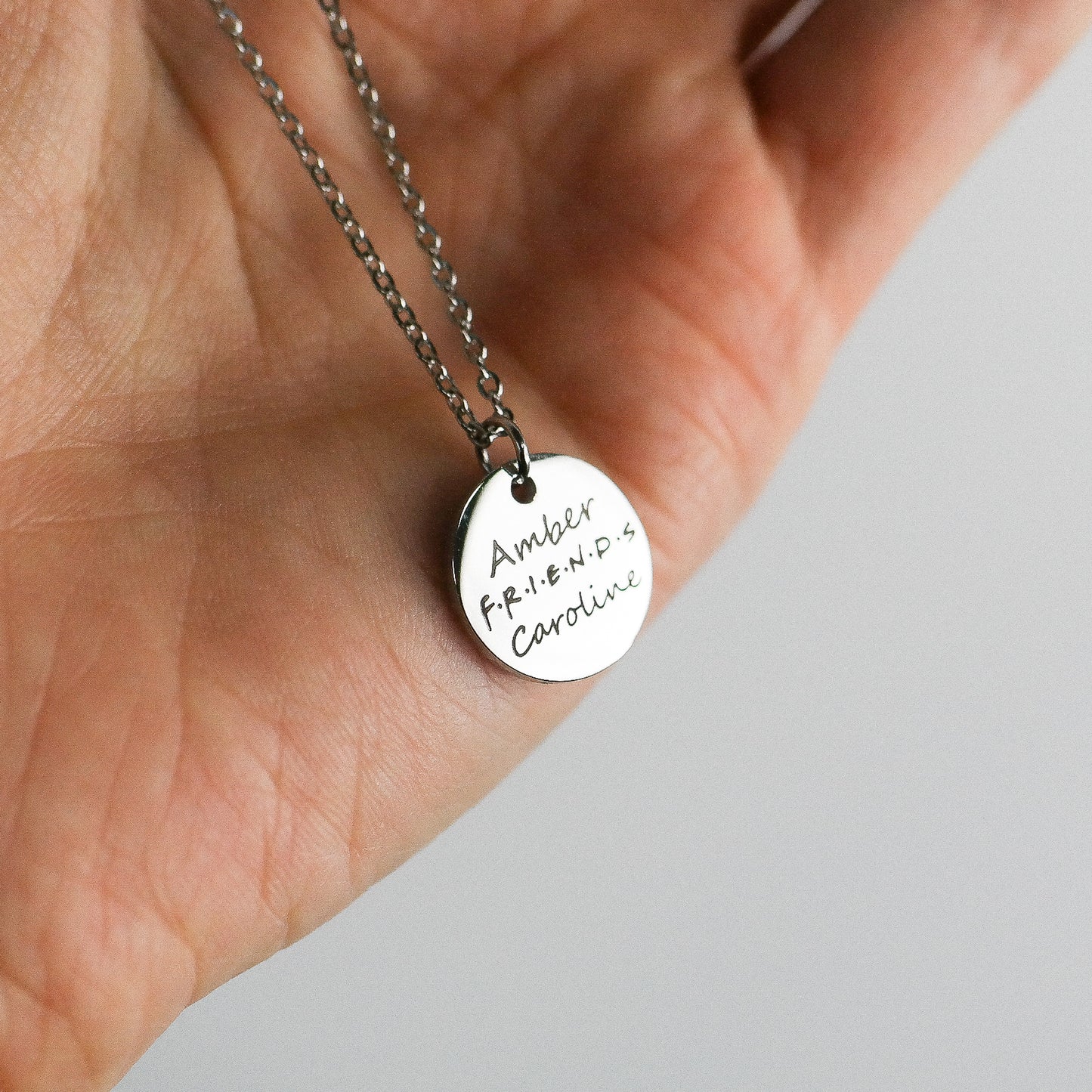 Stainless steal engraved FRIENDS necklace