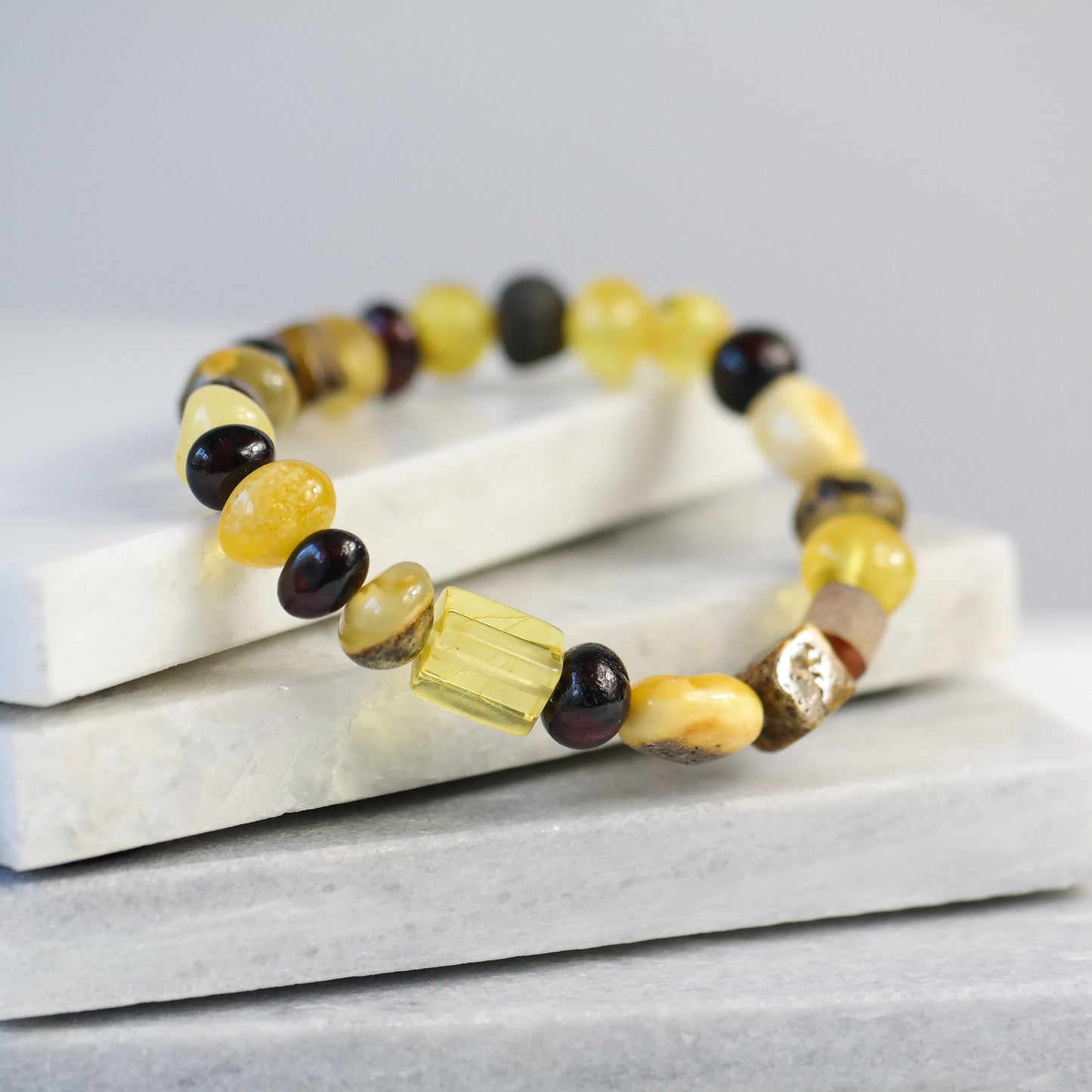 Mixed beads natural Baltic amber bracelets