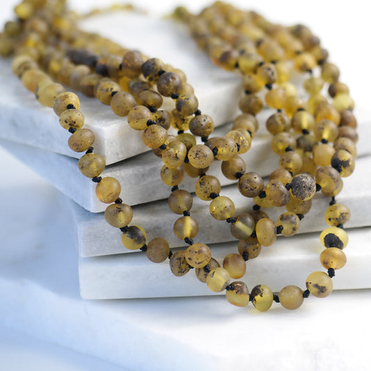 Natural green raw amber necklaces