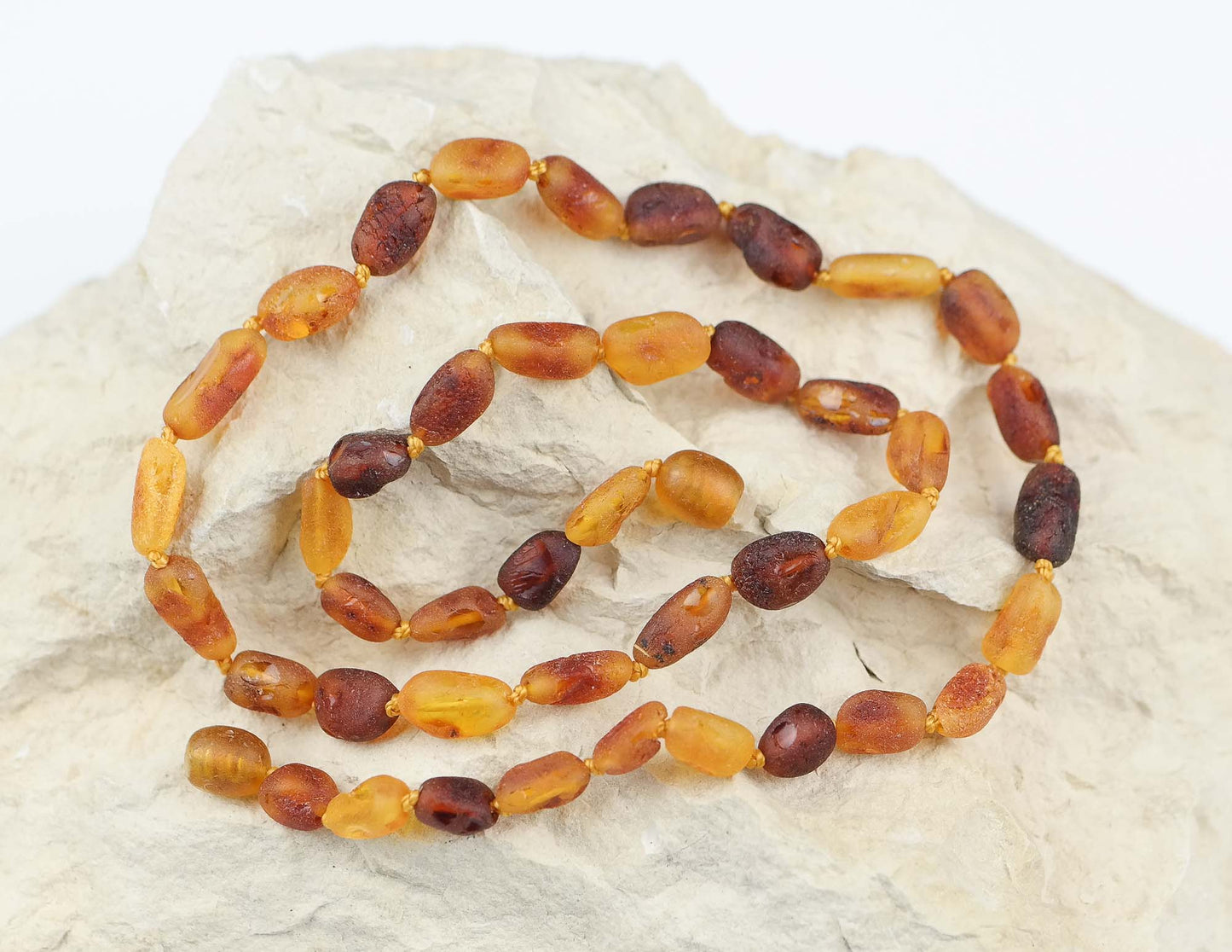 Raw amber bean necklaces