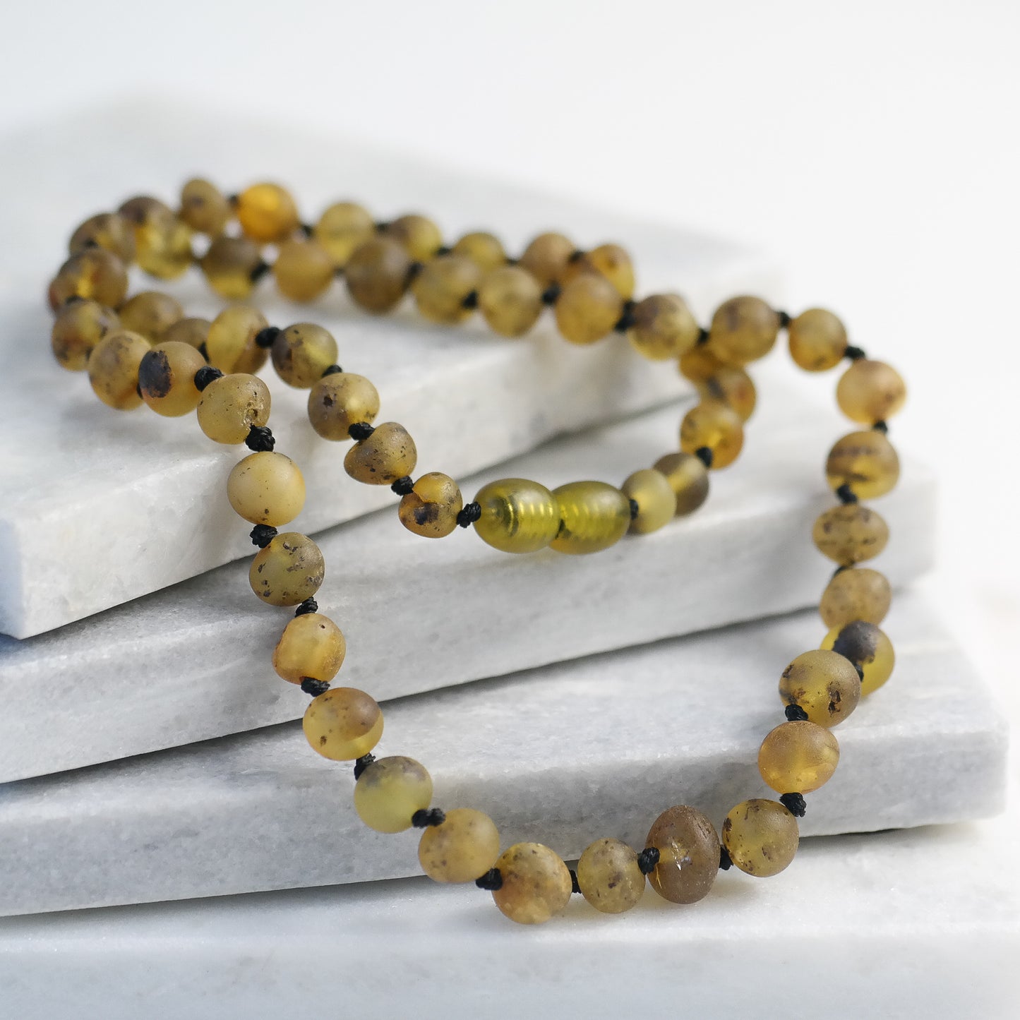 Natural green raw amber necklaces