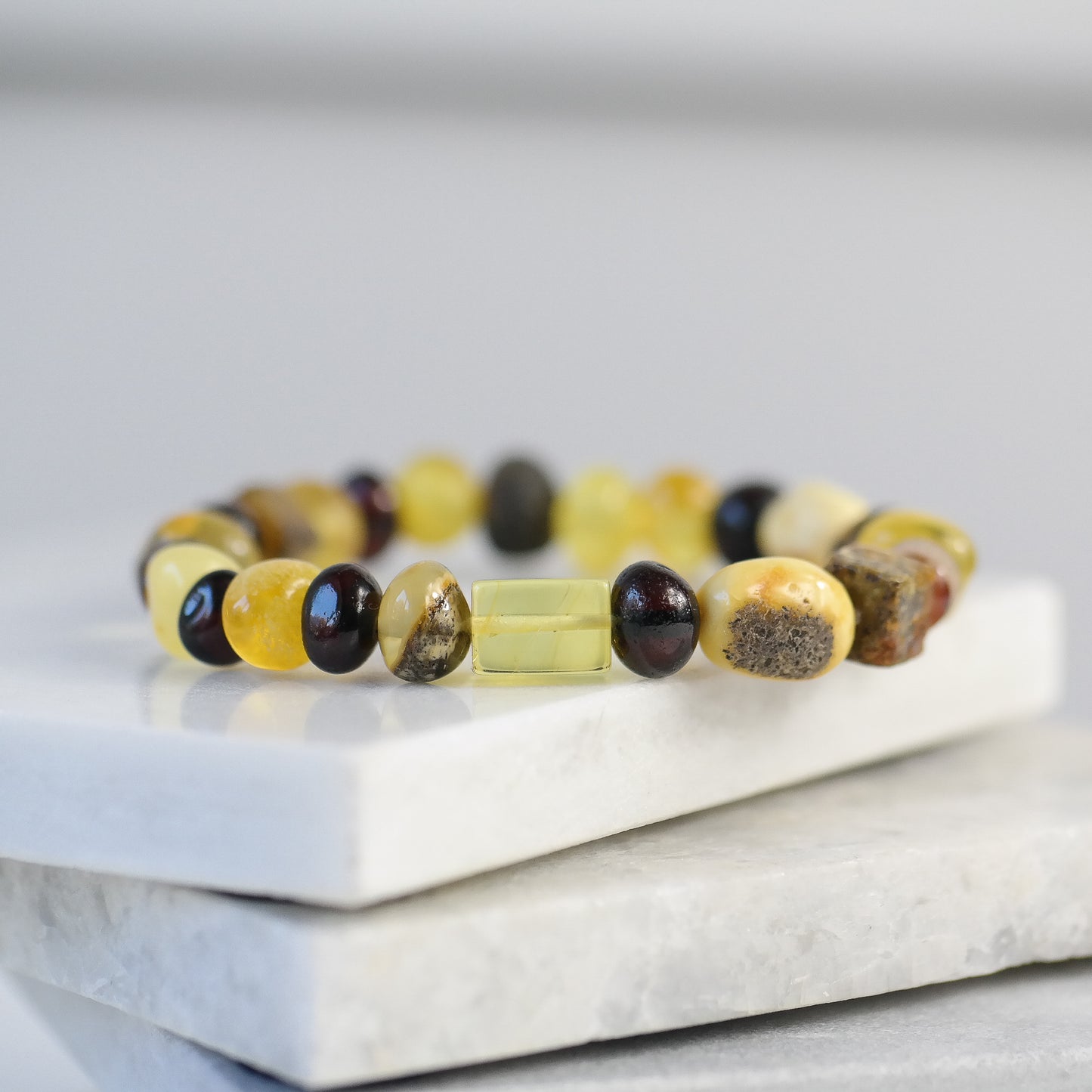 Mixed beads natural Baltic amber bracelets