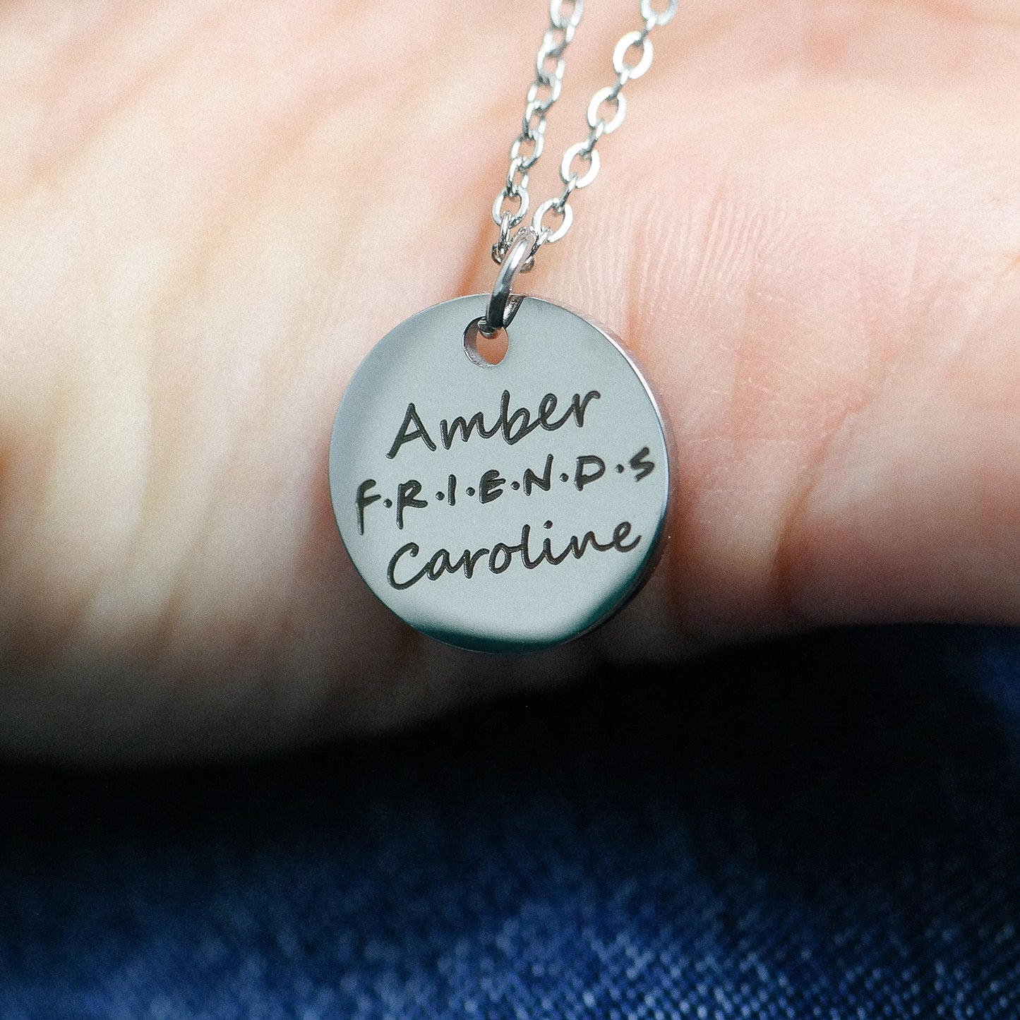 Stainless steal engraved FRIENDS necklace