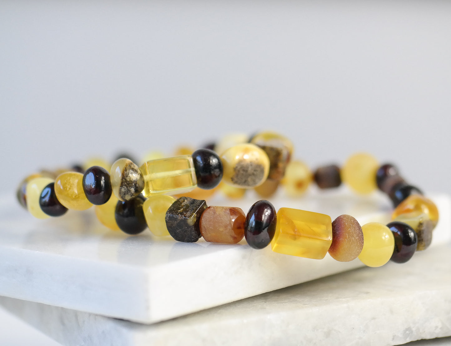 Mixed beads natural Baltic amber bracelets