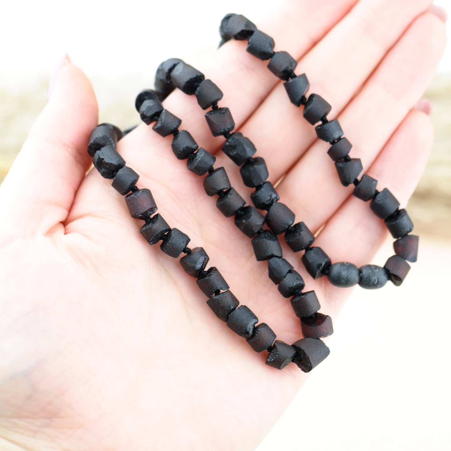 Dark cherry raw necklace for men